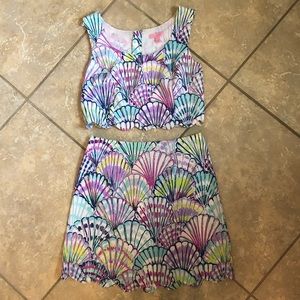 Lilly pulitzer crop top and skirt set